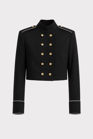 Tailored Military Cropped Jacket – Black