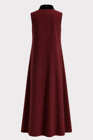 Sleeveless High-Neck A-Line Occasion Dress – Burgundy