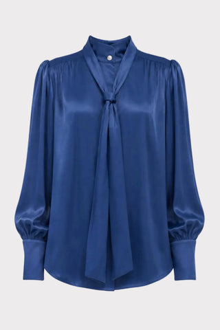 Silk Organza Tie Front Shirt – Blue