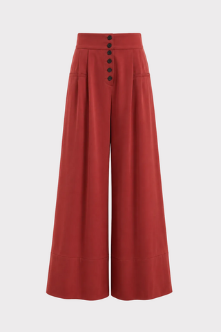 Button Front Palazzo Trousers – Terracotta