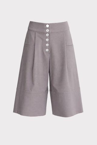 Button Front Wide-Leg Bermuda Shorts – Taupe