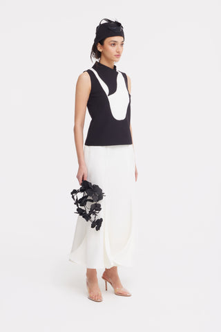 Chic Formal Sleeveless Top With Unique Collar Black