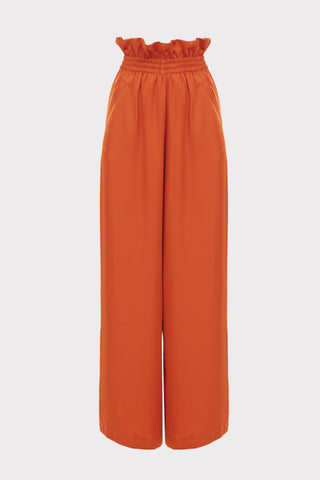 Chic Satin Shirt And Pants Two-Piece Set Orange
