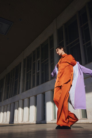 Chic Satin Shirt And Pants Two-Piece Set Orange