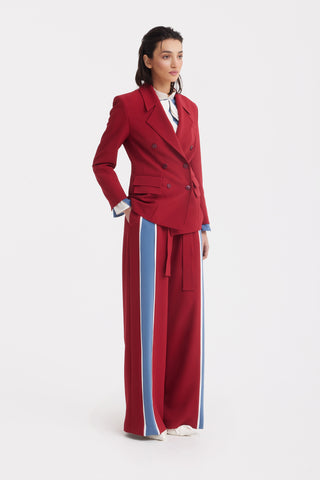 Belted High Waist Wide Leg Pants – Burgundy
