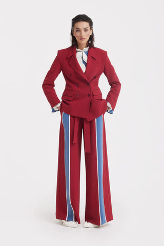 Belted High Waist Wide Leg Pants – Burgundy