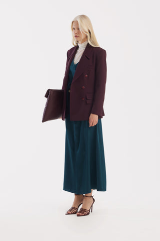 Classic Tailored Double-Breasted Blazer - Burgundy