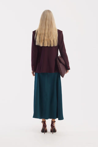 Classic Tailored Double-Breasted Blazer - Burgundy