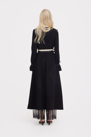 Contrast Bow Detail Maxi Dress - Black & Ivory