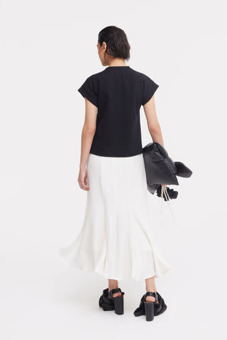 Crew-Neck Jersey T-Shirt With Flower - Black