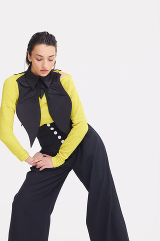 Oversized Satin Bib Collar - Black