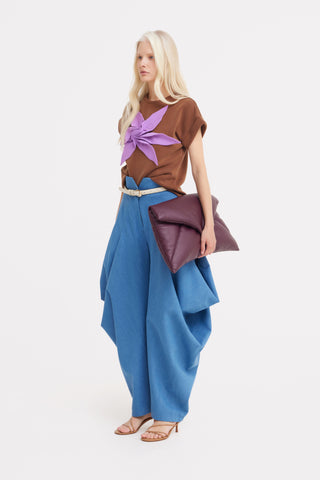 Denim Couture Draped Wide-Leg Pants – Blue