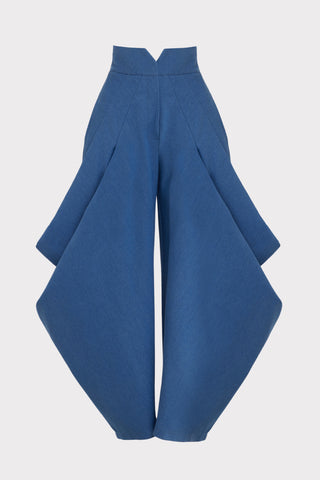 Denim Couture Draped Wide-Leg Pants – Blue