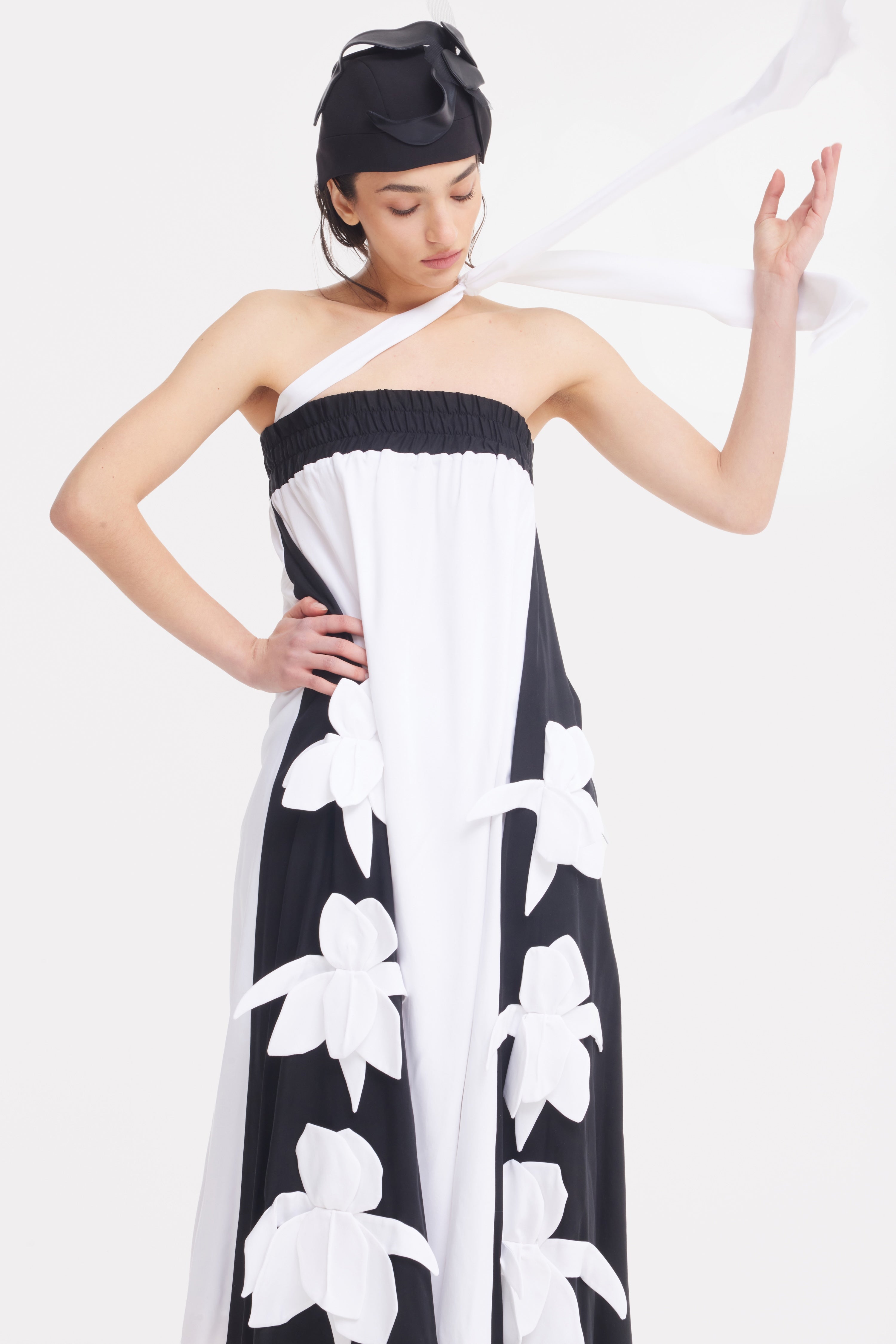 Designer Bustier Dress Black White S Designer Bustier Dress Black White S