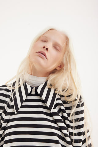 Designer Blouse With Black White Stripes