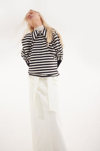 Designer Blouse With Black White Stripes