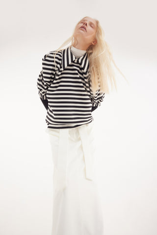 Designer Blouse With Black White Stripes