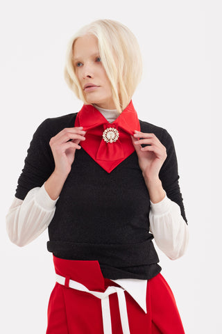 Fitted Long Sleeve Top Black Lurex