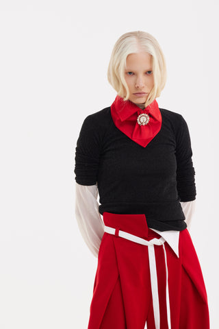 Fitted Long Sleeve Top Black Lurex