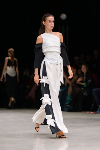 High-Waisted Palazzo Pants White Black