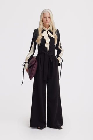 Black High Waist Long Wide Leg Trousers