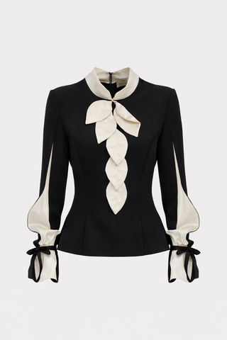 Elegant Fitted Blouse - Black
