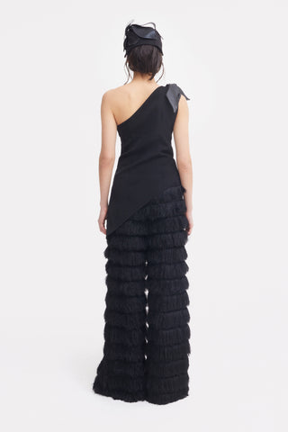 Evening Statement Fringe Palazzo Pants – Black