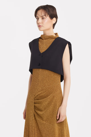 Evening Metallic Knit Sleeveless Long Dress - Bronze