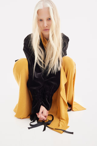 Evening Velvet Wrap Jacket With Silk Lining - Black