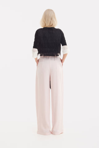 Fashion Forward Wide-Leg Pants & Contrast Belt - Pale Pink
