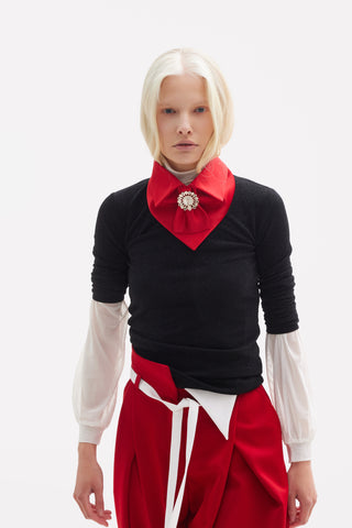 Fitted Long Sleeve Top Black Lurex