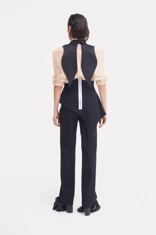 Oversized Satin Bib Collar - Black