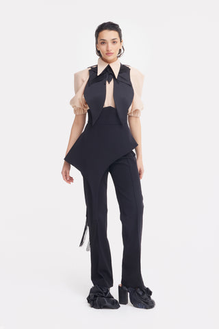 Oversized Satin Bib Collar - Black