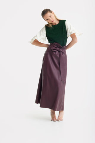 Green Lurex Knit Top With Adjustable Satin Sleeves