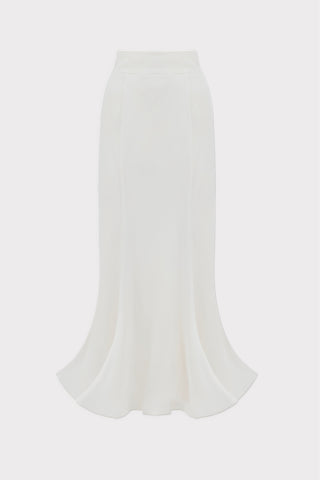 High Waist Double-Sided Satin Maxi Skirt – Ivory