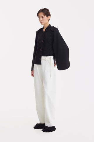 High Waisted Barrel Leg Pants - White