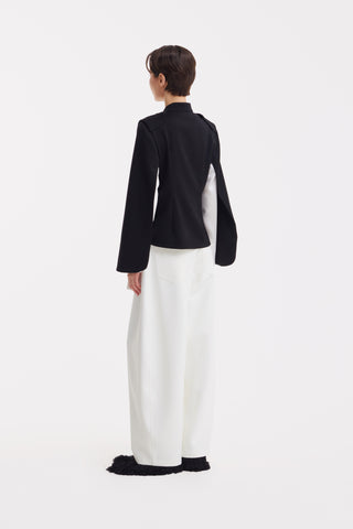 High Waisted Barrel Leg Pants - White