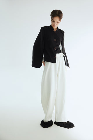 High Waisted Barrel Leg Pants - White
