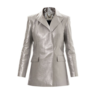 Futuristic Metallic Silver Blazer Jacket