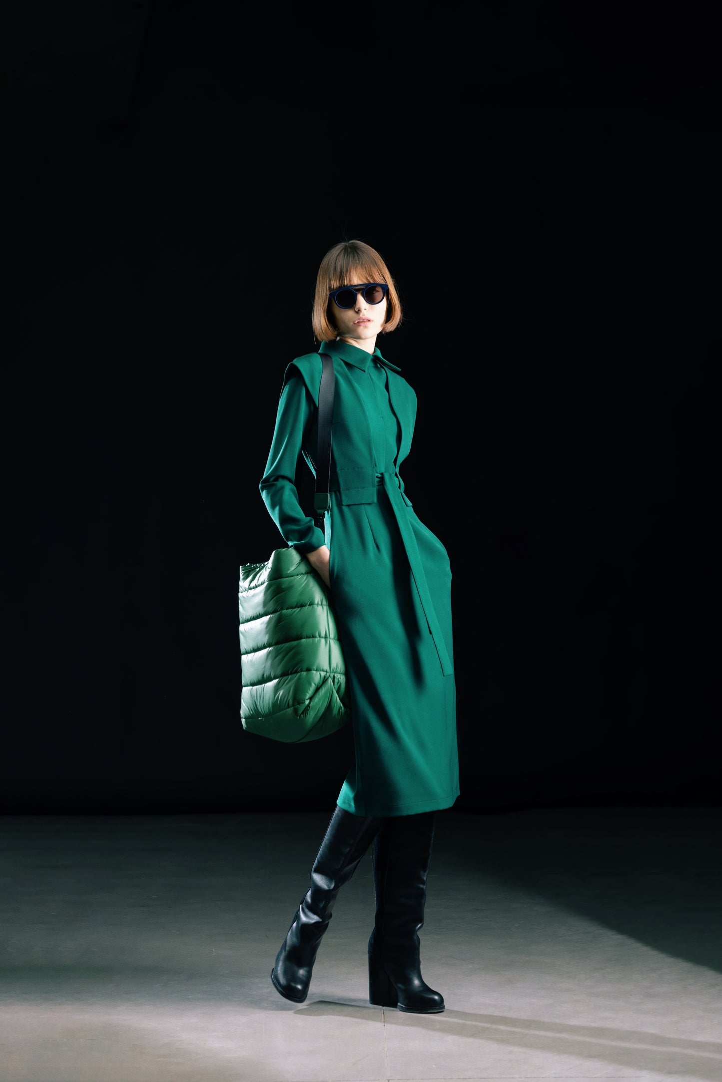 Green Fashion Fitted Midi Dress