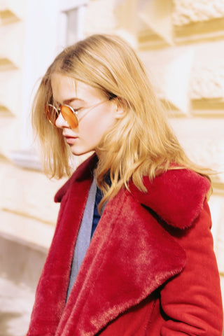 Double Faced Shearling Coat Red