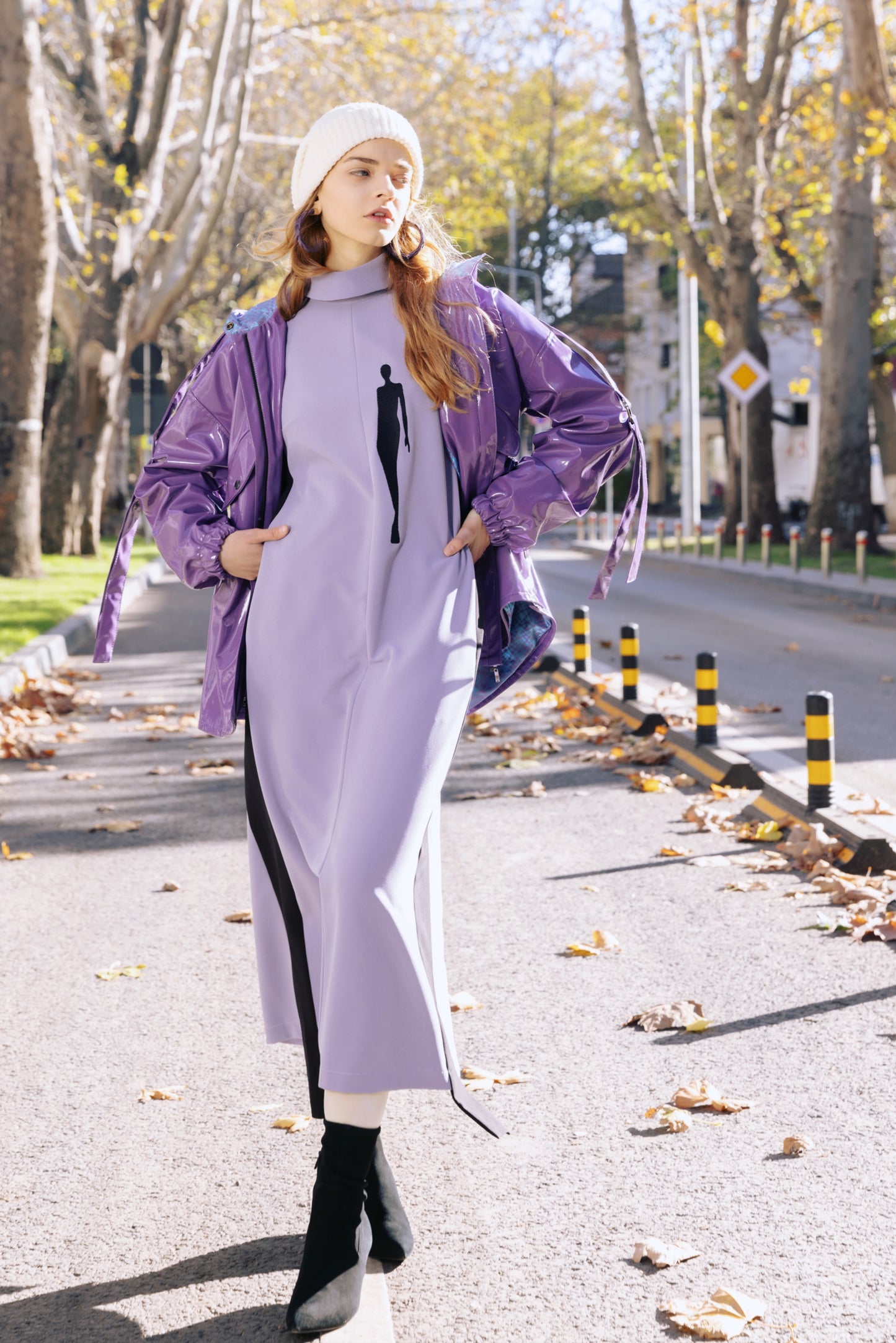 Hooded Lacquer Jacket Violet