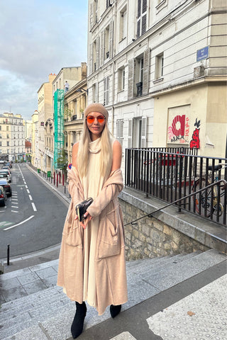 Asymmetrical Sleeveless Long Dress Beige