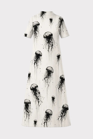Ivory Jellyfish Print Fluid A-Line Dress – Capsule Edition