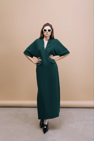 Maxi Dress With Pockets Dark Green