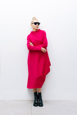 Asymmetrical Jersey Dress Pink