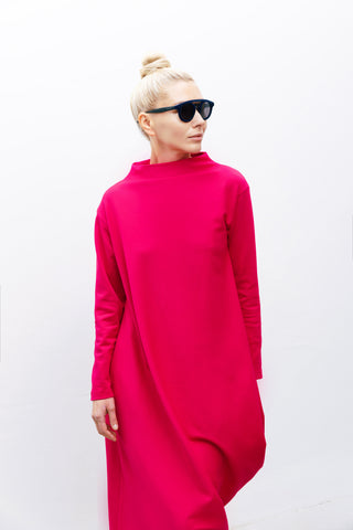 Asymmetrical Jersey Dress Pink