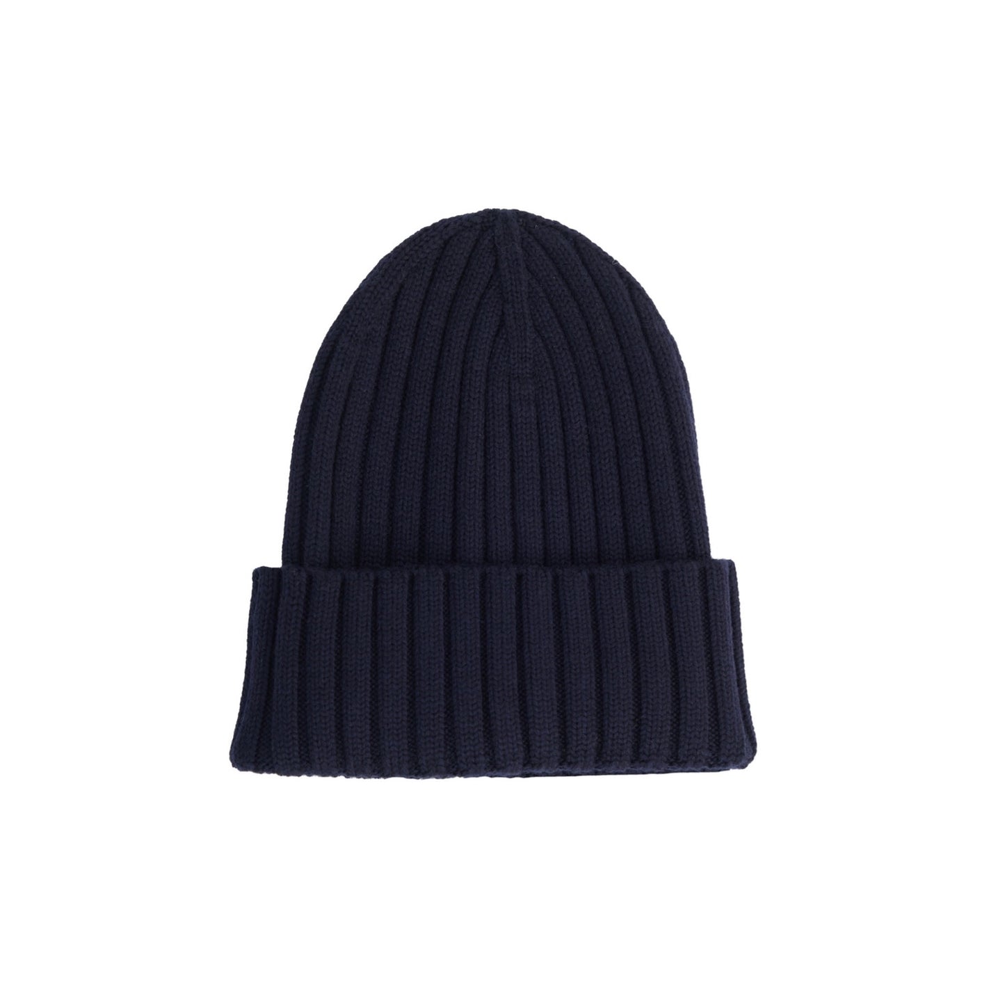 Solid Rib-Knit Hat With A Foldover Cuff Dark Blue