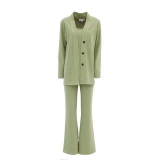 Casual Wooly Three-Piece Suit Green