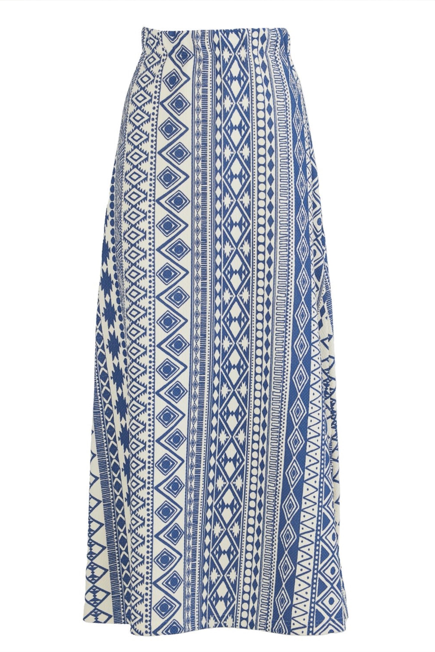 Textured Fabric Suit Asymmetric Blouse & Basic Skirt Printed